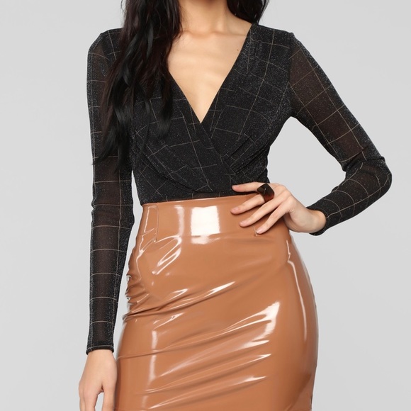 NWT Windowpane Lurex Bodysuit - Picture 1 of 5